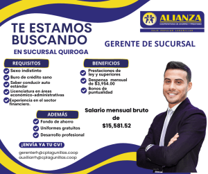 Gerente para Sucursal Quiroga