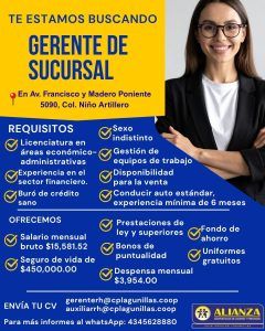 Gerente (Sucursal Morelia Madero Poniente)